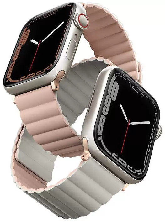 картинка Ремень силиконовый Uniq REVIX для Apple Watch 49/ 45/ 44/ 42 розовый/ бежевый (45MM-REVPNKBEG) от магазина КомпьютерЦентр