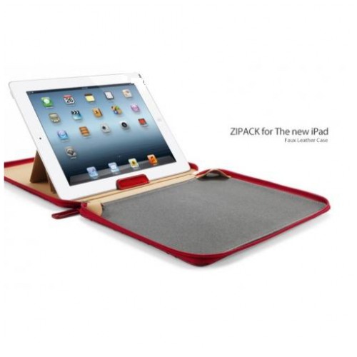 картинка Чехол SGP Leather Case Zipack Series Enamel Red for iPad2/New iPad (SGP08849) от магазина КомпьютерЦентр