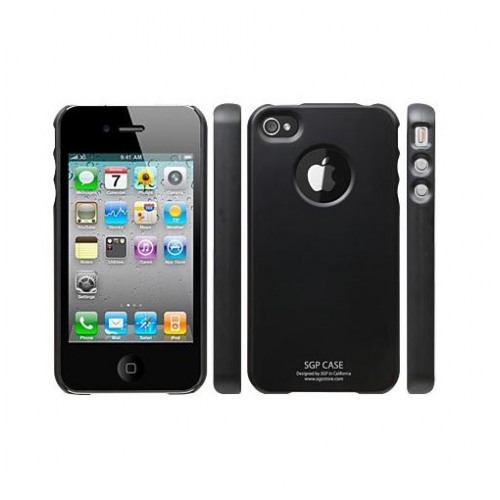 картинка Чехол SGP Ultra Thin Case Matte Series Smooth Black for iPhone 4 (Steinheil Crystal LCD Screen) (SGP07004) от магазина КомпьютерЦентр