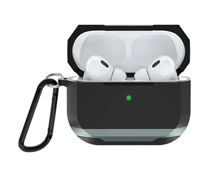 картинка Чехол для AirPods Pro 2 WiWU Defender Strong Metal Ultimate Protection Черный+Серый от магазина КомпьютерЦентр
