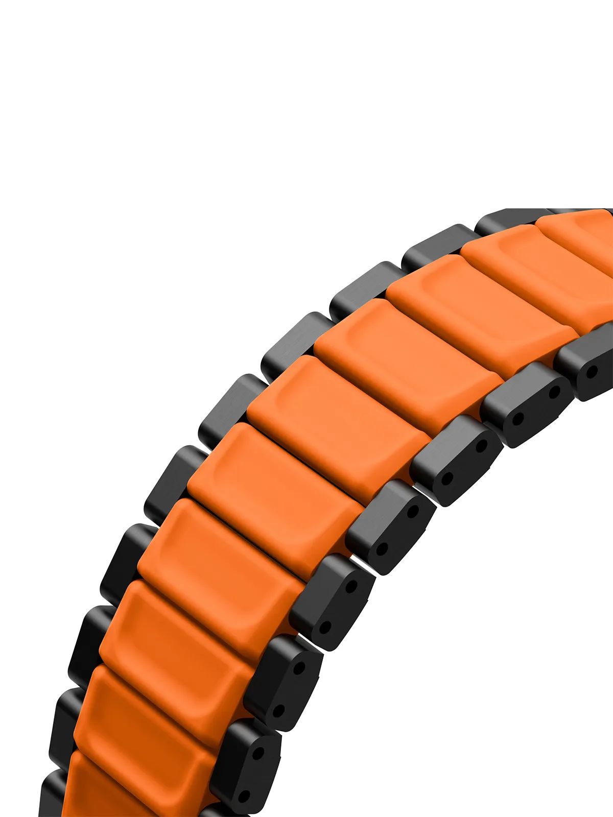 картинка Стальной ремень Uniq STROVA FLEX для Apple Watch 49/ 45/ 44/ 42, цвет черный/ оранжевый (MIDNIGHT BLACK/ VOLT ORANGE) от магазина КомпьютерЦентр