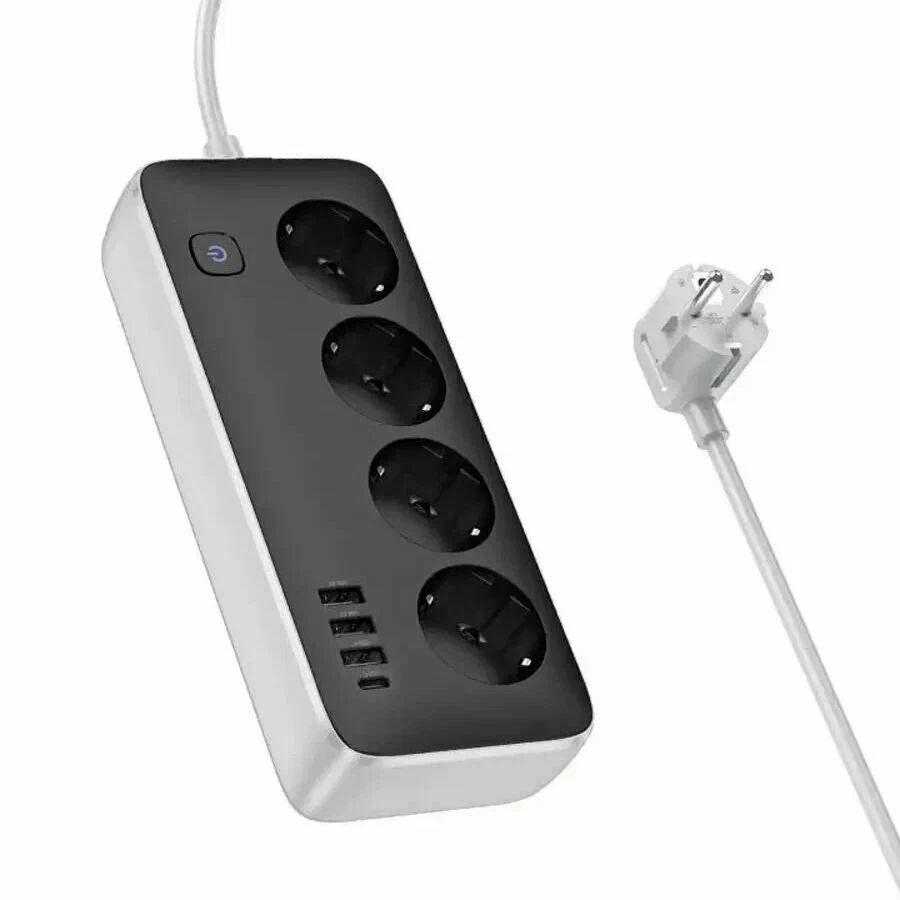 картинка Удлинитель HOCO AC21 Sunlight 4-bit(1C3A) desktop socket black от магазина КомпьютерЦентр
