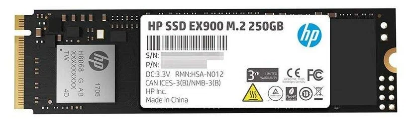 картинка SSD накопитель 250 Гб HP EX900 M.2 2280 (2YY43AA) TLC 3D NAND от магазина КомпьютерЦентр