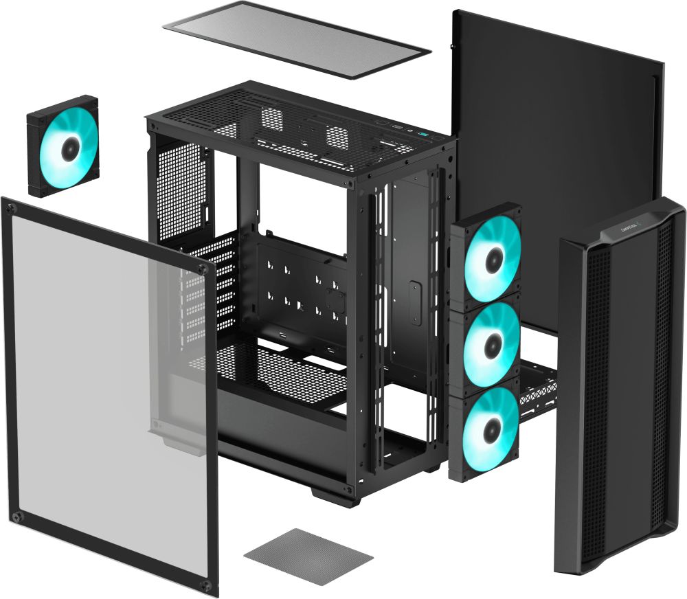 картинка Корпус Deepcool CC560 ARGb V2 без БП, боковое окно (закал стекло), черный, ATX от магазина КомпьютерЦентр