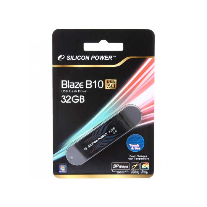 картинка Флешка USB SiliconPower 32Gb Blaze B10 USB 3.0 Black (SP032GBUF3B10V1B) от магазина КомпьютерЦентр