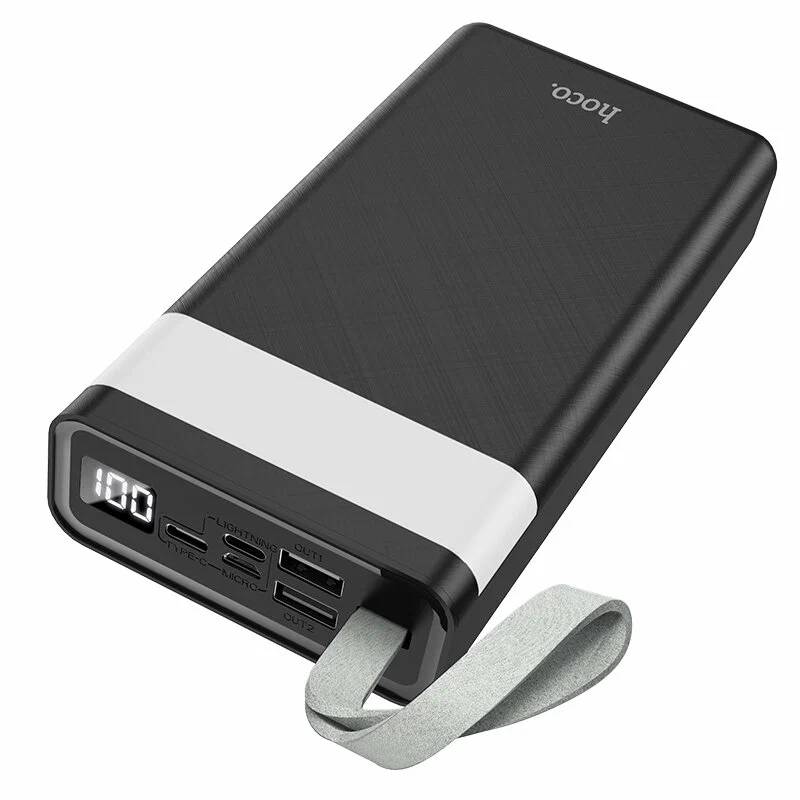 картинка Внешний аккумулятор Hoco J73 30000 mAh LED-фонарик Black от магазина КомпьютерЦентр