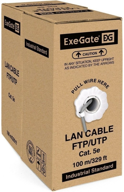 картинка Кабель ExeGate FTP 4 пары кат.5e CCA, 24AWG, экран, бухта 100м, серый, PVC (EX281812RUS) от магазина КомпьютерЦентр