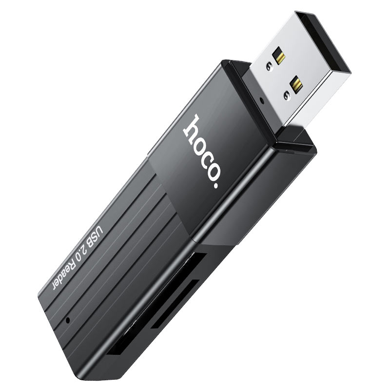 картинка CardReader внешний Hoco HB20 Mindful 2-in-1 USB 3.0 Black от магазина КомпьютерЦентр