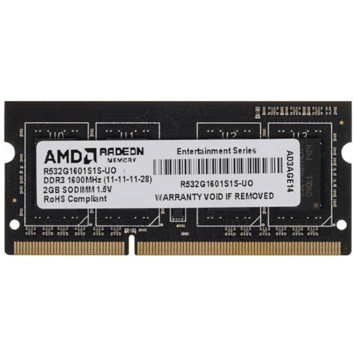 картинка Оперативная память AMD SO-DIMM DDR3 2Gb 1600MHz PC3-12800 CL11 1.5V (R532G1601S1S-UO) от магазина КомпьютерЦентр