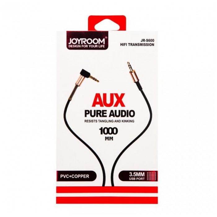 картинка Кабель Joyroom AUX 3,5mm 100cm Armor Series Black (JR-S600) от магазина КомпьютерЦентр