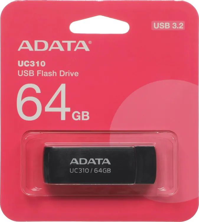 картинка USB3.2 накопитель 64Gb A-Data UC310 R/ W 100/ 30 Black (UC310-64G-RBK) от магазина КомпьютерЦентр