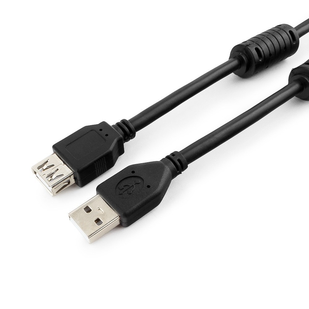 картинка Кабель USB 2.0 A->F 1.8m CCF2-USB2-AMAF-6, CablExpert, Pro экран, 2феррит.кольца, черный, пакет от магазина КомпьютерЦентр