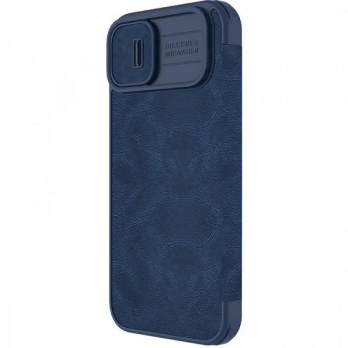 картинка Чехол-книжка Nillkin Qin PRO из Premium экокожи с защитой камеры для iPhone 14, синий от магазина КомпьютерЦентр