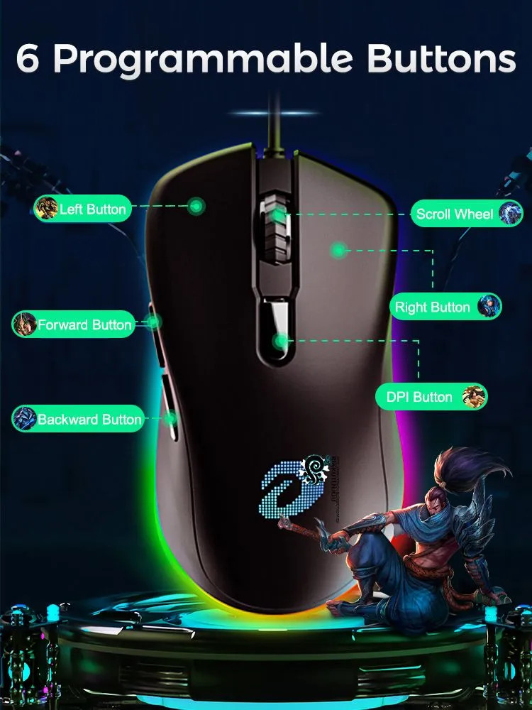 картинка Мышка Dareu EM908 Black (черный), игровая, подсветка RGB от магазина КомпьютерЦентр