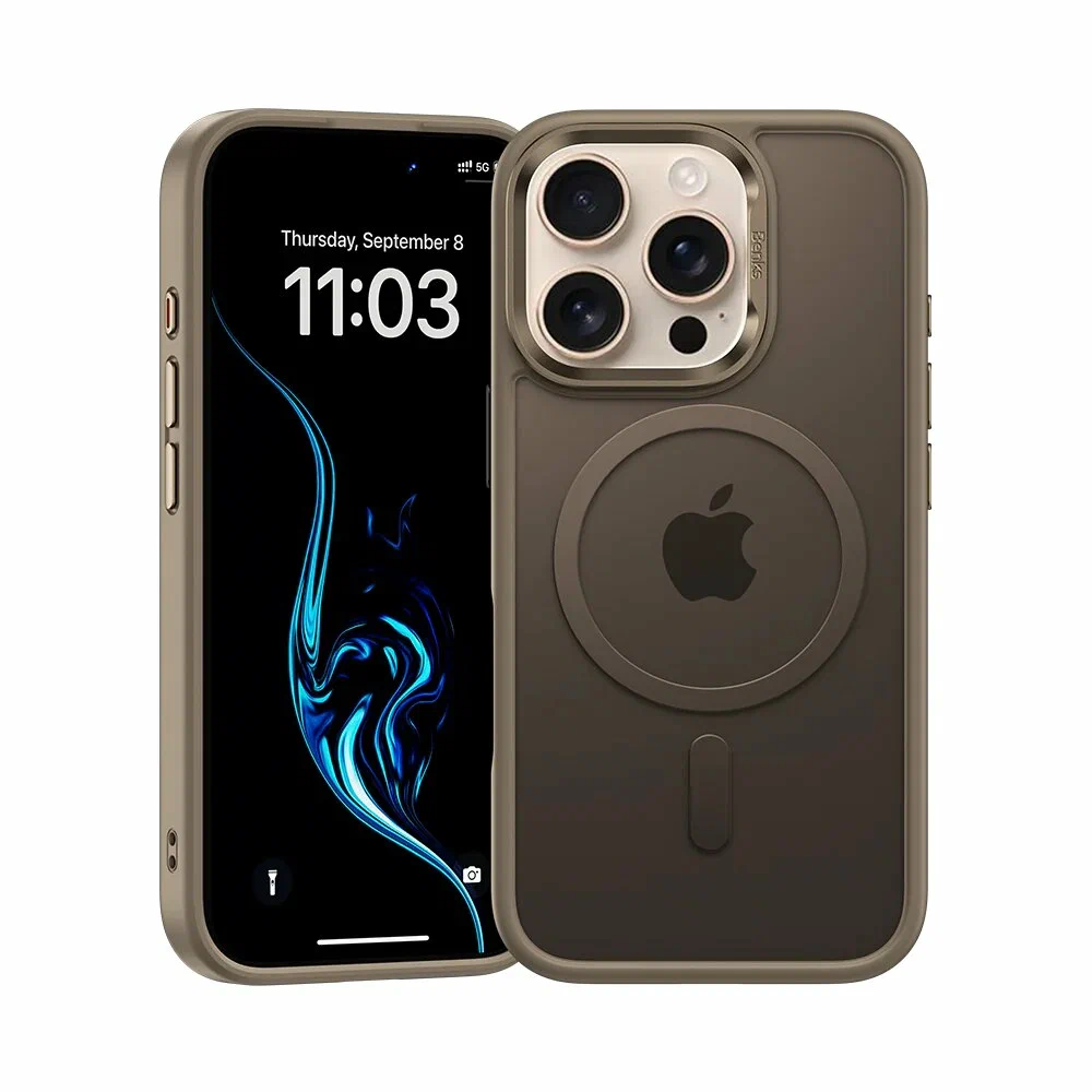 картинка Чехол силиконовый Benks Mist Protective Case (MagSafe) для iPhone 16 Pro Max 6.9'', цвет титан золотой (Titanium Gold) от магазина КомпьютерЦентр