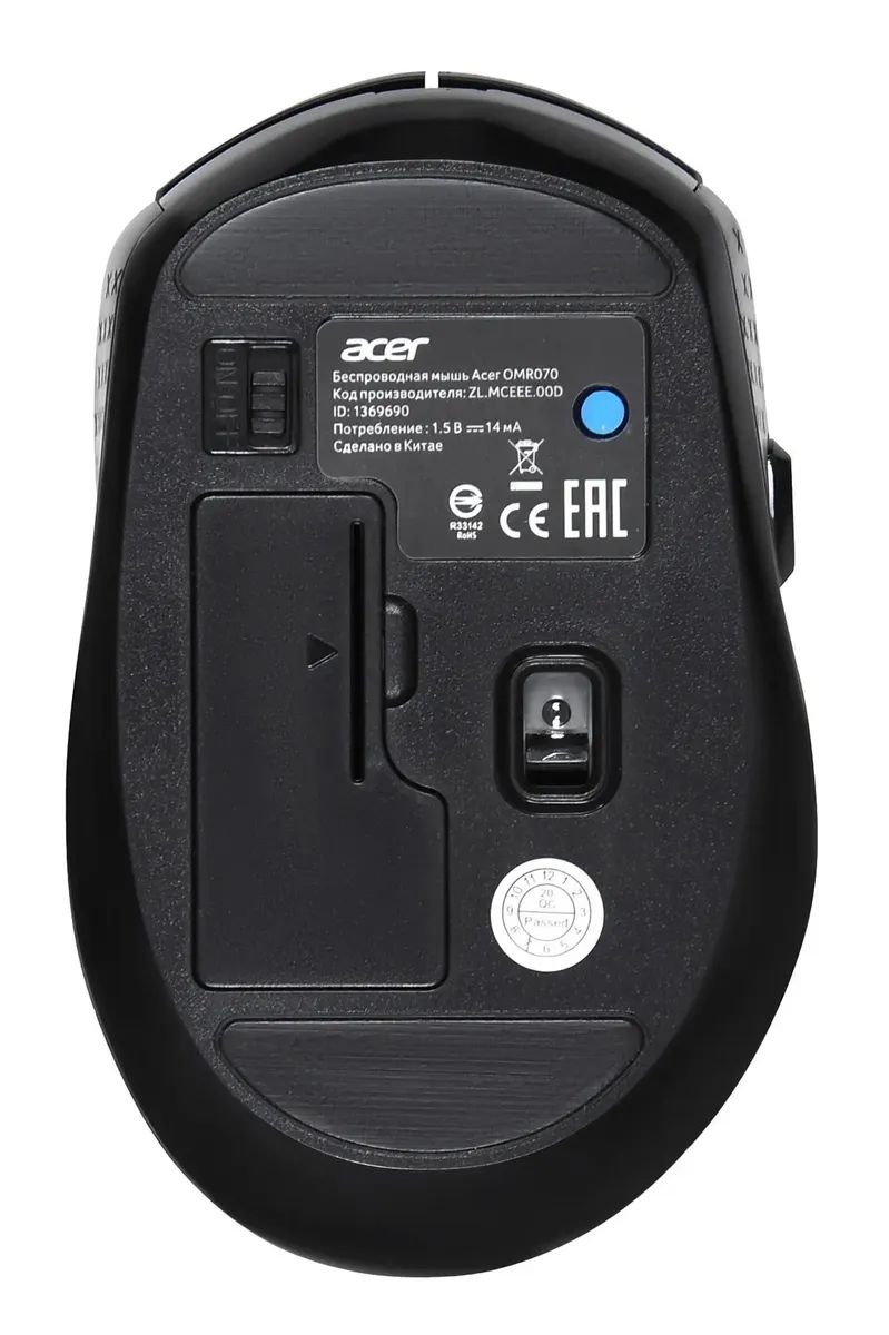 картинка Мышка Acer OMR070, оптическая, беспроводная, BT/ Radio USB, для ноутбука, черный, 6-but (zl.mceee.00d) от магазина КомпьютерЦентр
