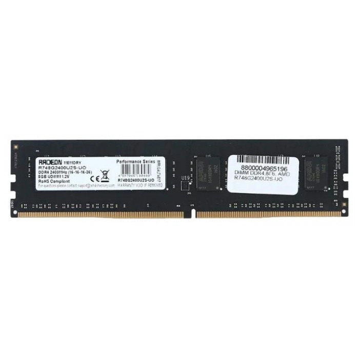 картинка Оперативная память AMD DIMM DDR4 8Gb 2400MHz PC4-19200 CL16 (R748G2400U2S-UO) от магазина КомпьютерЦентр