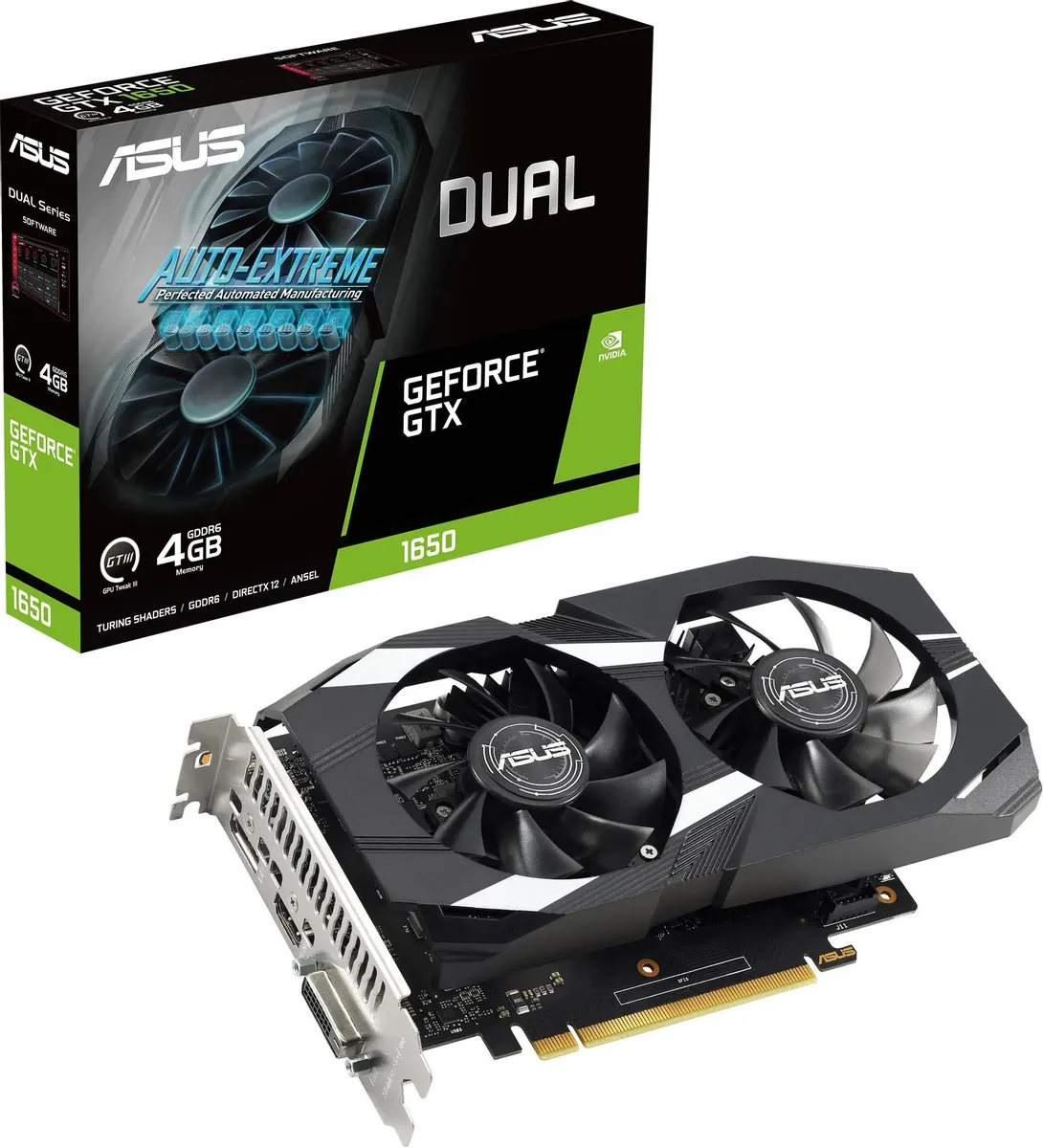 картинка Видеокарта 4Gb DDR6 GeForce GTX1650 Dual Asus (DUAL-GTX1650-O4GD6-P-V2) от магазина КомпьютерЦентр
