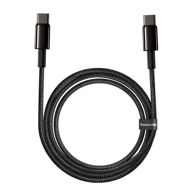 картинка Кабель Baseus Pudding Series Fast Charging Cable Type-C to Type-C 100W 1.2m Cluster Black от магазина КомпьютерЦентр