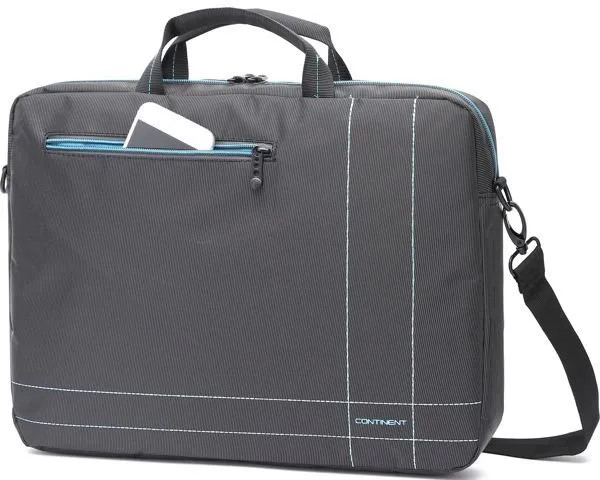 картинка Сумка для ноутбука Сумка Continent CC-201 GB 15.6'' (нейлон, серый с голубой отстрочкой) от магазина КомпьютерЦентр