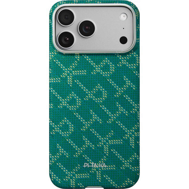 картинка Чехол Pitaka Ultra-Slim Case для iPhone 17 Pro Max 6.9'', Monogram-Gold/ Green от магазина КомпьютерЦентр