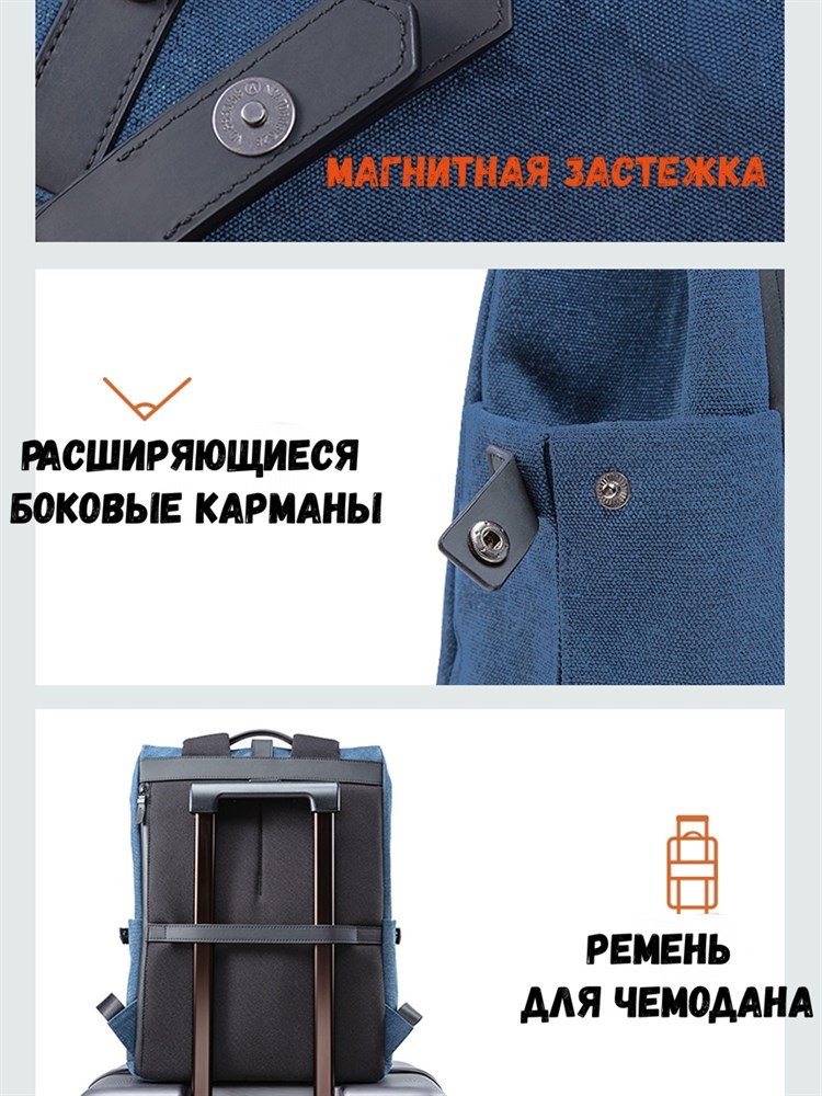 картинка Рюкзак Xiaomi 90 Ninetygo Grinder Oxford Leisure Backpack Blue от магазина КомпьютерЦентр