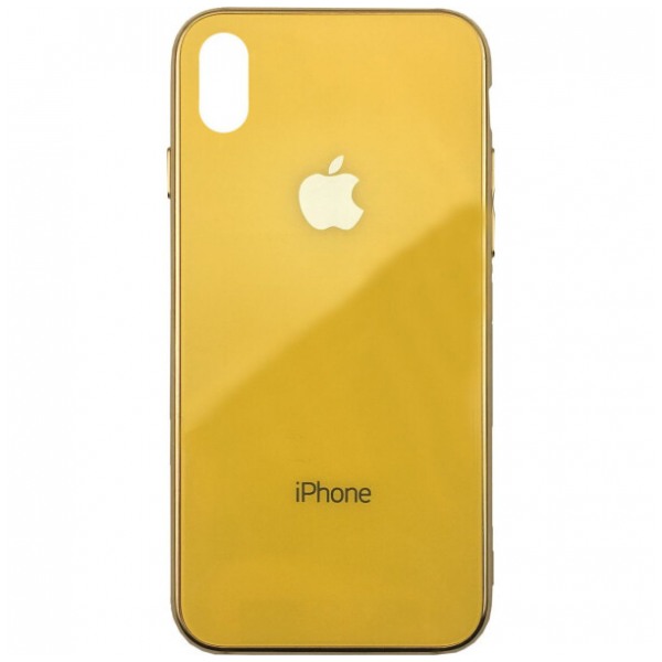 картинка Чехол Silicone/ Glass Logo Case for iPhone X/ XS Gold от магазина КомпьютерЦентр