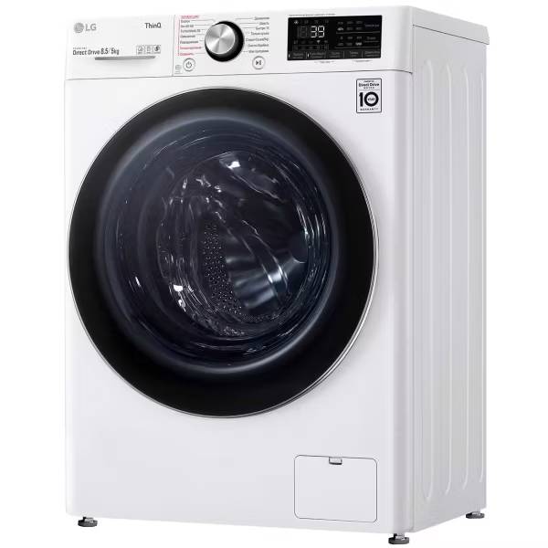 картинка Стирально-сушильная машина LG F2V9GC9W фронтальная, стирка 8,5кг, сушка 5кг, 1200об/ мин, пар, инвертор, 60см x 85см x 49см белый,чёрный,дисплей от магазина КомпьютерЦентр
