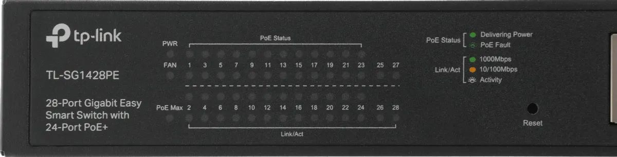 картинка Switch 28-port TP-Link TL-SG1428PE 26x1Гбит/ с 2SFP 24PoE+ 250W Easy Smart Switch управляемый от магазина КомпьютерЦентр