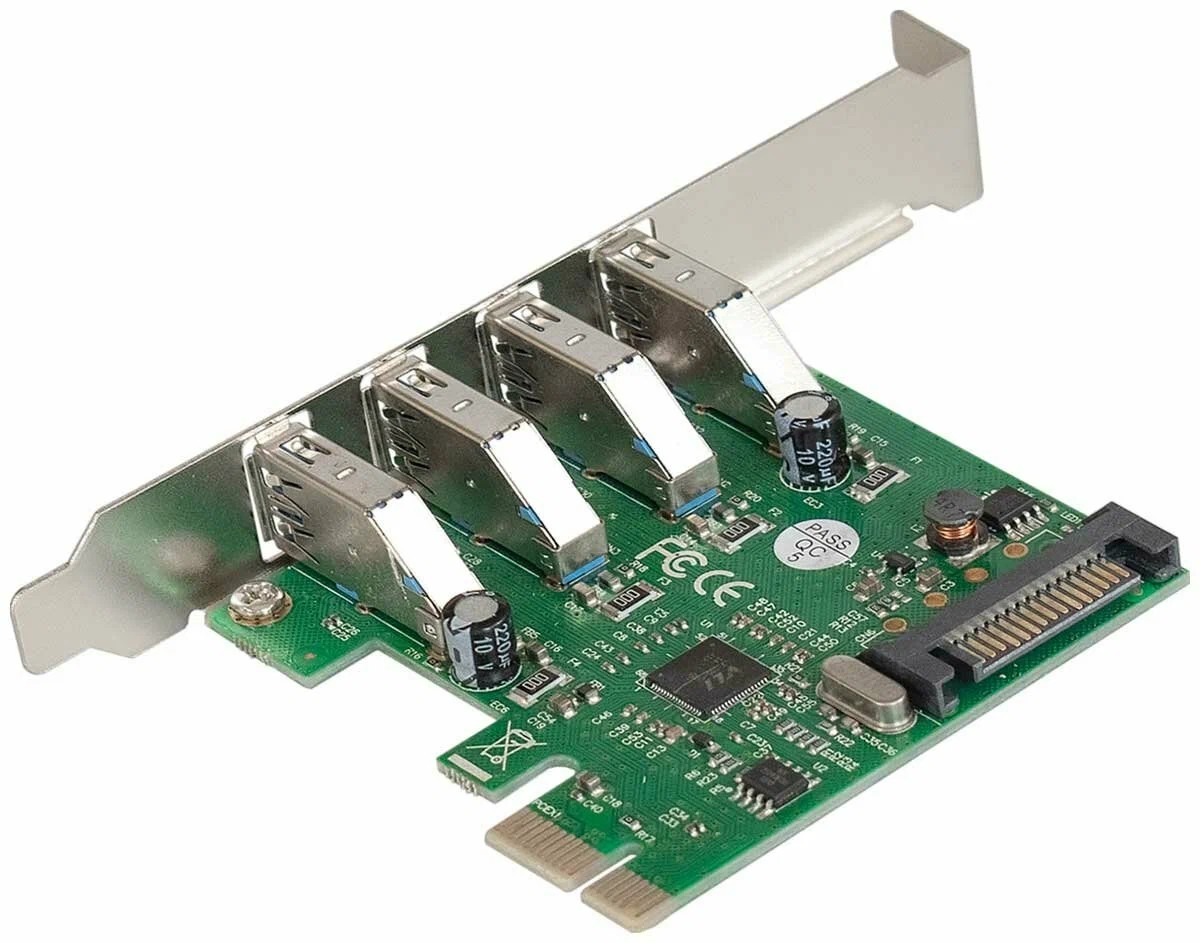 картинка Контроллер ExeGate EXE-314 (EX283716RUS) PCI-E 2.0, 4*USB3.0 ext, разъем доп.питания (OEM) от магазина КомпьютерЦентр