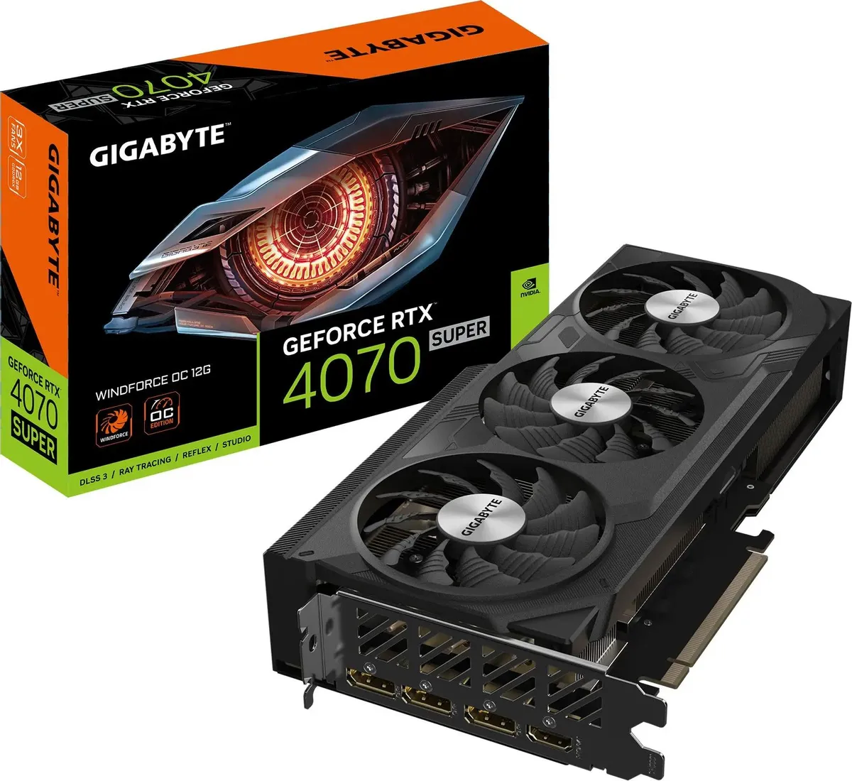 картинка Видеокарта 12Gb GDDR6X GIGABYTE GeForce RTX 4070 SUPER WINDFORCE OC [GV-N407SWF3OC-12GD] от магазина КомпьютерЦентр