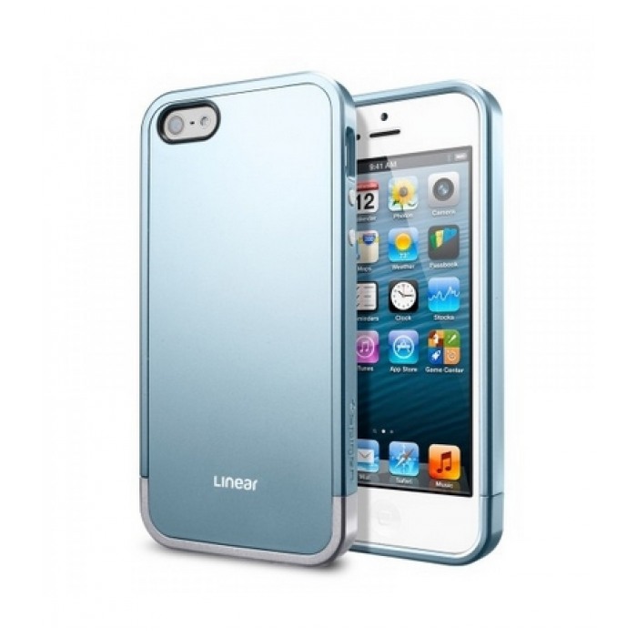 картинка Чехол SGP Case Linear Metal Series Metal Blue for iPhone 5 (SGP10039) от магазина КомпьютерЦентр