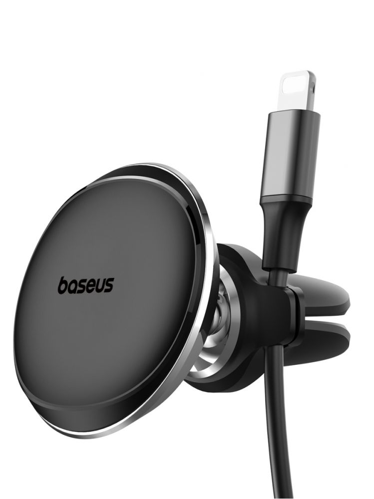 картинка Автодержатель Baseus Magnetic Air Vent Car Mount Holder with cable clip Black от магазина КомпьютерЦентр