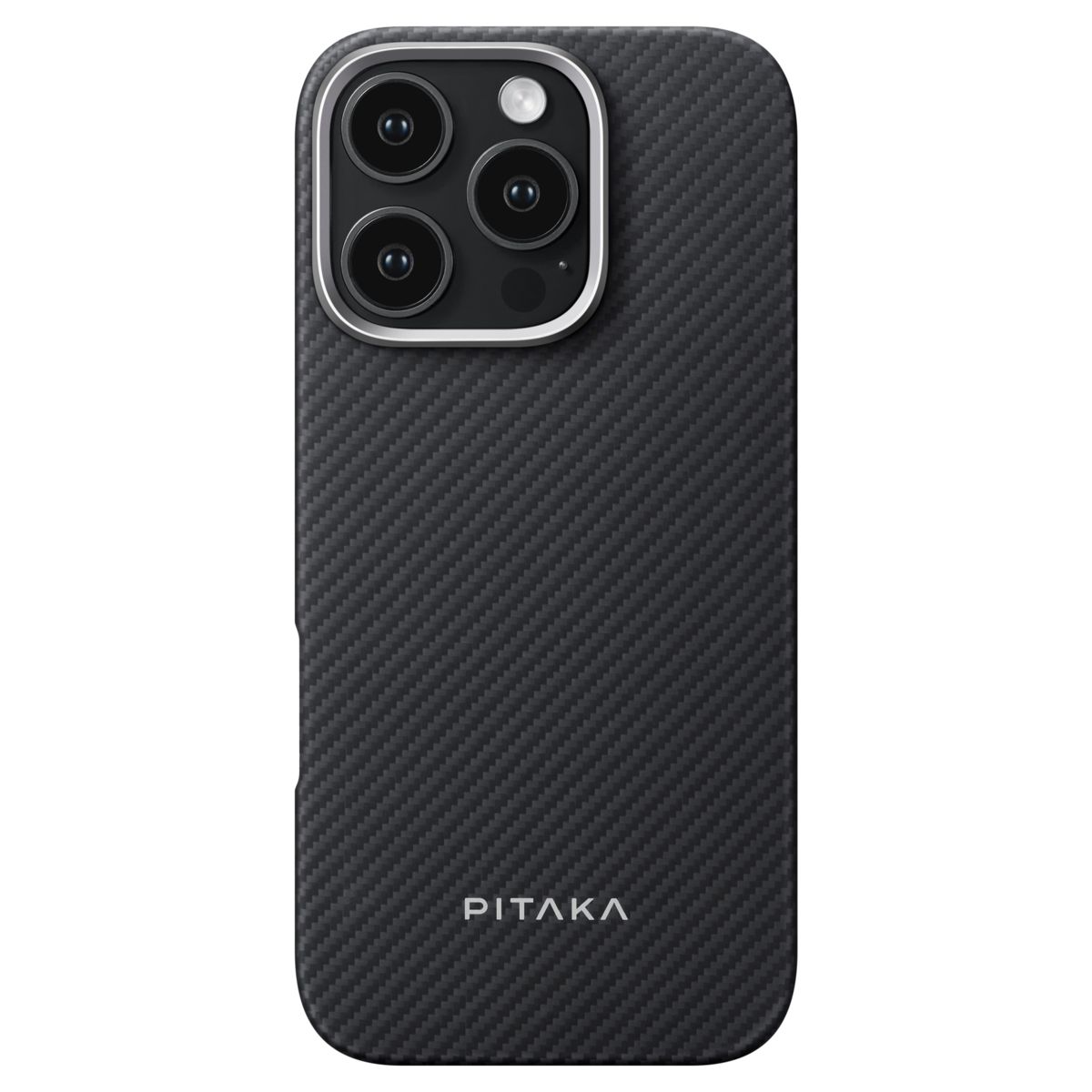 картинка Чехол с кнопкой PITAKA (PitaTap) для iPhone 16 Pro 6.3'', принт Black/ Grey Ultra-Slim Case от магазина КомпьютерЦентр