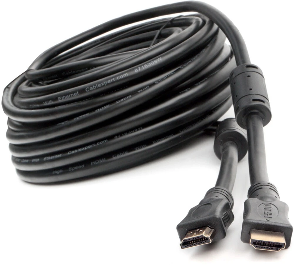 картинка Кабель HDMI Cablexpert CCF2-HDMI4-20M, 20м, v2.0, 19M/ 19M, черный, позол.разъемы, экран, 2 ферр кольца, пакет от магазина КомпьютерЦентр