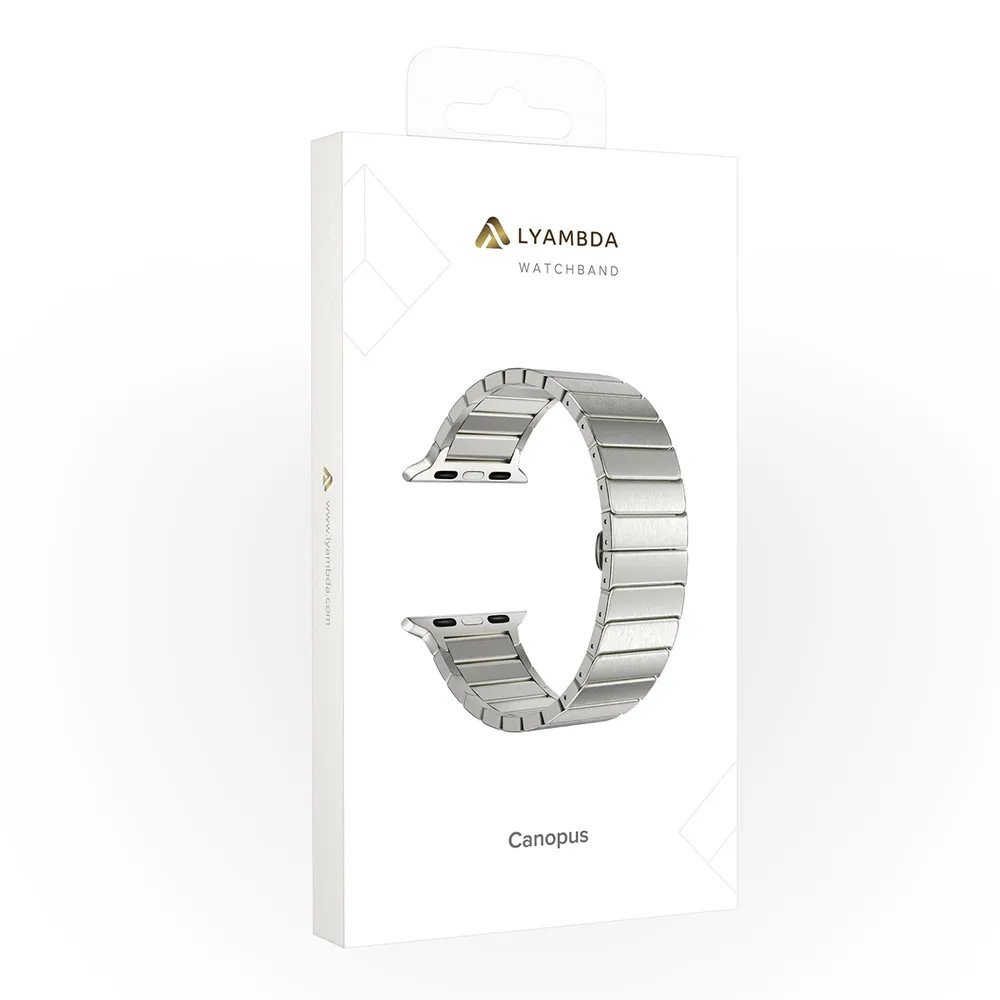 картинка Ремешок из нержавеющей стали для Apple Watch 42/ 44/ 45/ 49 мм LYAMBDA CANOPUS DS-APG-05-44-SL, серебро от магазина КомпьютерЦентр
