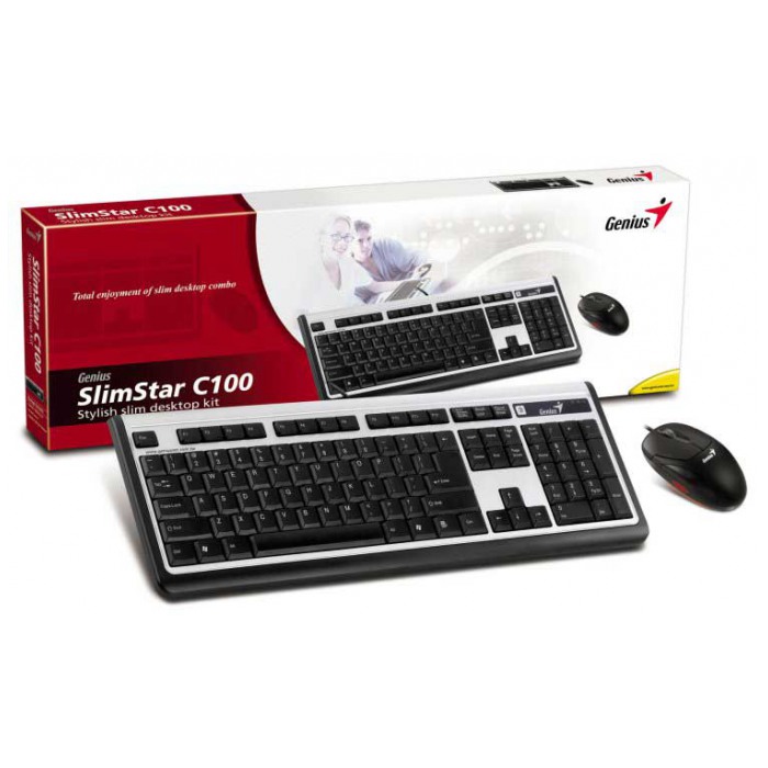 картинка Клавиатура+мышь Genius Slim Star C100 Black/Silver PS/2 от магазина КомпьютерЦентр