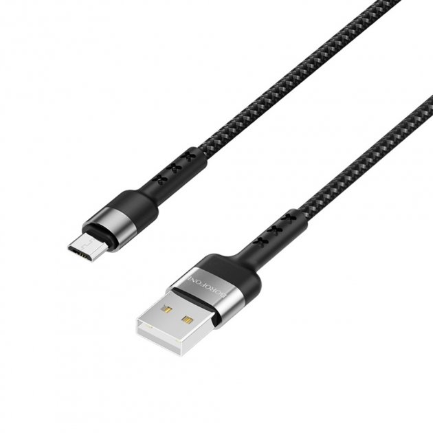 картинка Data Cable Borofone BX34 USB to Micro-USB 1m 2.4A Black от магазина КомпьютерЦентр