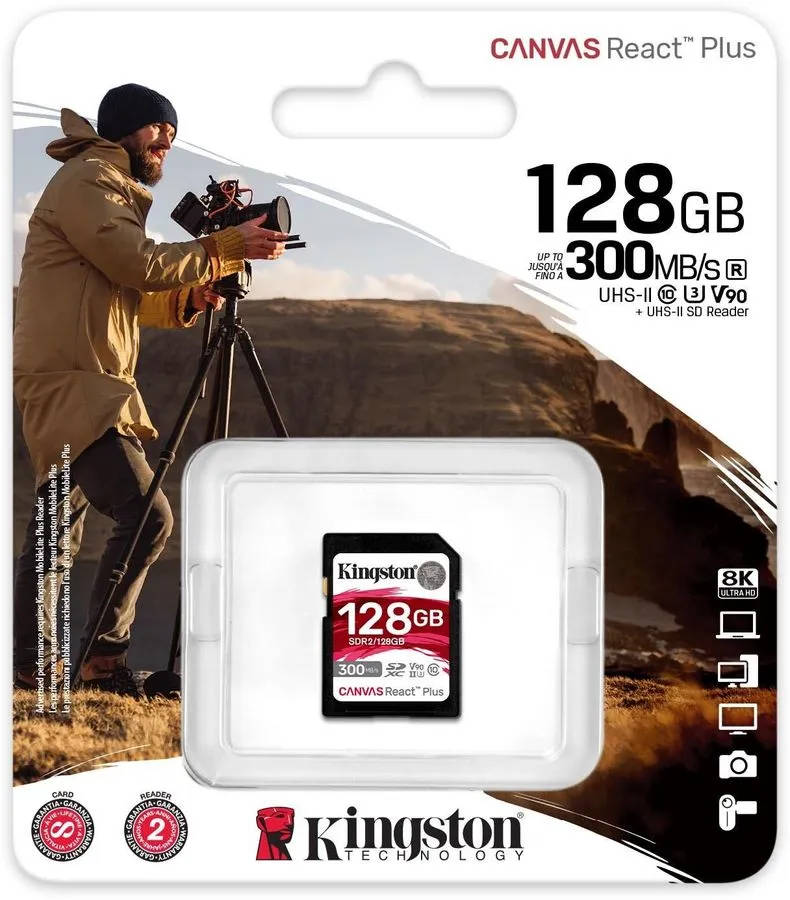 картинка Карта памяти 128Gb SDXC Kingston, Canvas React Plus (SDR2/ 128GB) от магазина КомпьютерЦентр