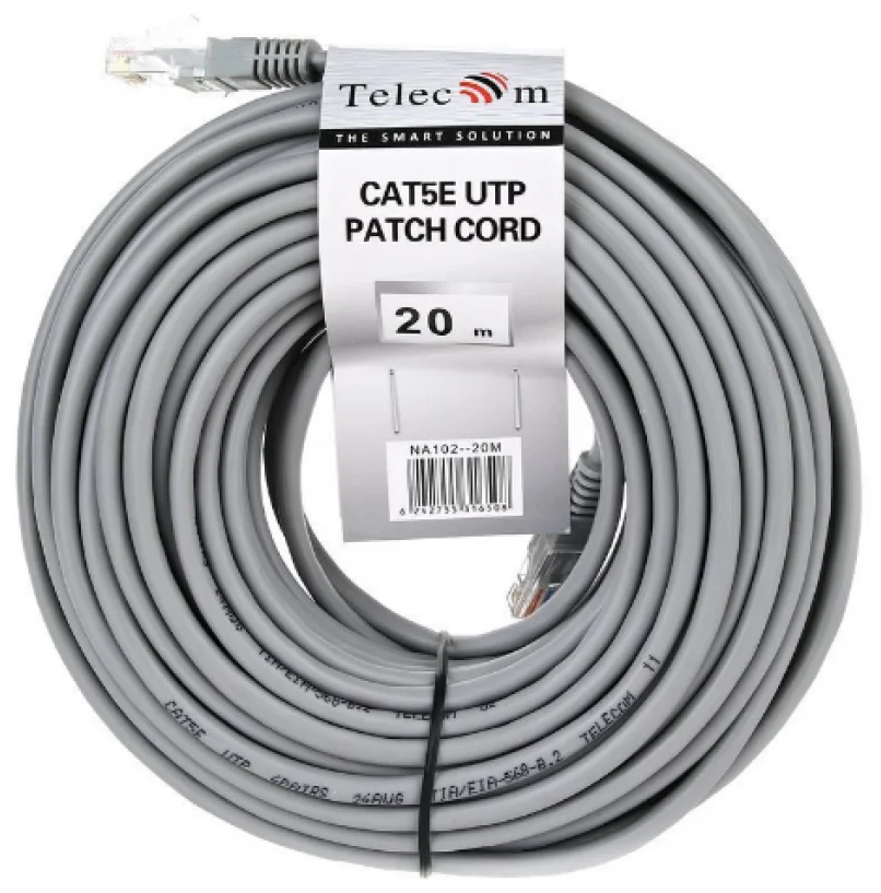 картинка Патч-корд UTP Telecom RJ-45 Cat.5e, 20м, Gray (NA102-20M) от магазина КомпьютерЦентр
