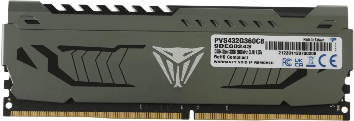 картинка DIMM DDR4 32Gb 3600MHz Patriot Viper Steel RTL Gaming PC4-28800 CL18 DIMM 288-pin 1.35В (PVS432G360C8) от магазина КомпьютерЦентр