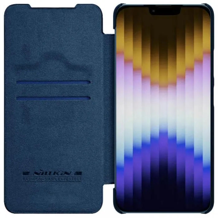 картинка Чехол-книжка Nillkin Qin PRO из Premium экокожи с защитой камеры для iPhone 14, синий от магазина КомпьютерЦентр