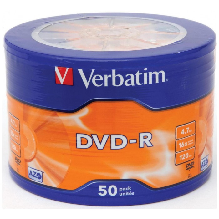картинка Диски Verbatim DVD-R 4,7Gb 16x 50 pcs Bulk от магазина КомпьютерЦентр