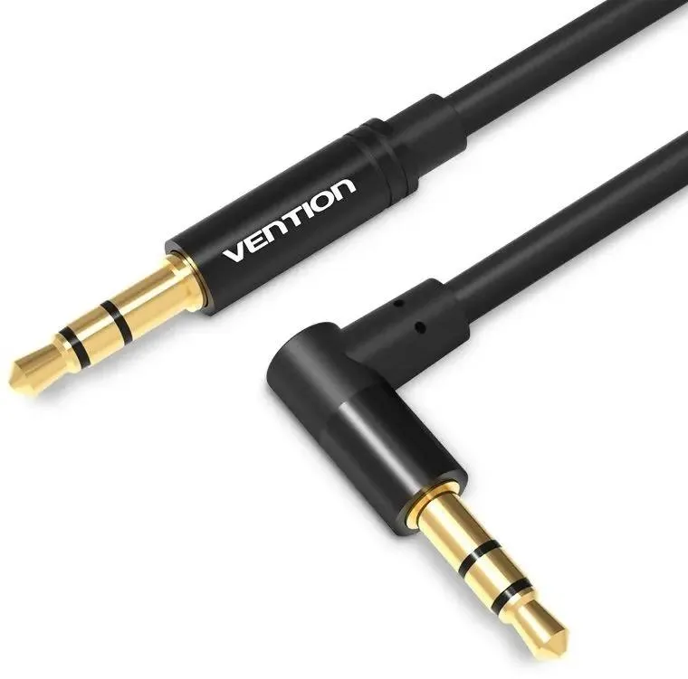 картинка Кабель Vention аудио Jack 3,5 mm M/ Jack 3,5 mm M угол 90 - 1,5м Черный (BAKBG-T) от магазина КомпьютерЦентр
