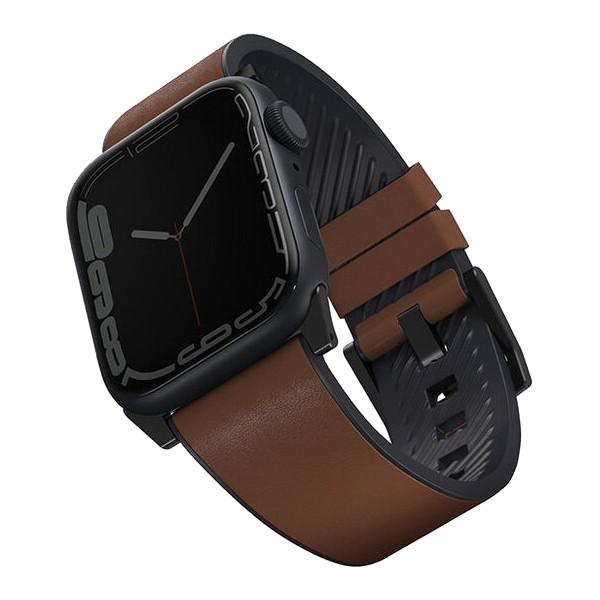 картинка Кожаный влагоустойчивый ремень Uniq STRADEN для Apple Watch 49/ 45/ 44/ 42мм коричневый (45MM-STRABWN) от магазина КомпьютерЦентр