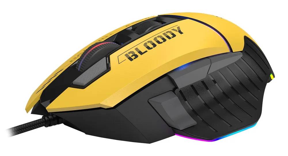 картинка Мышка A4Tech Bloody W95 Max Sports, проводная USB, желтый/ черный от магазина КомпьютерЦентр