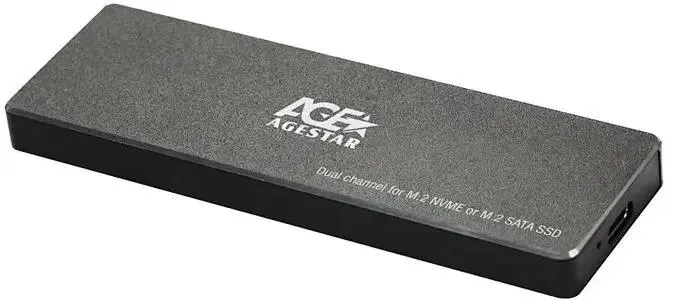 картинка Карман для SSD AgeStar 31UBVS6C NVMe/ SATA USB3.0 алюминий черный M2 2280 B/ M-key от магазина КомпьютерЦентр
