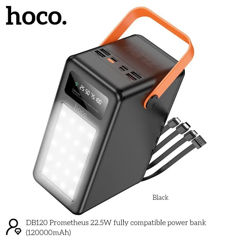 картинка Внешний аккумулятор Hoco DB120 Prometeus 22.5W Fully Compatible Power Bank 120000 mAh Black от магазина КомпьютерЦентр