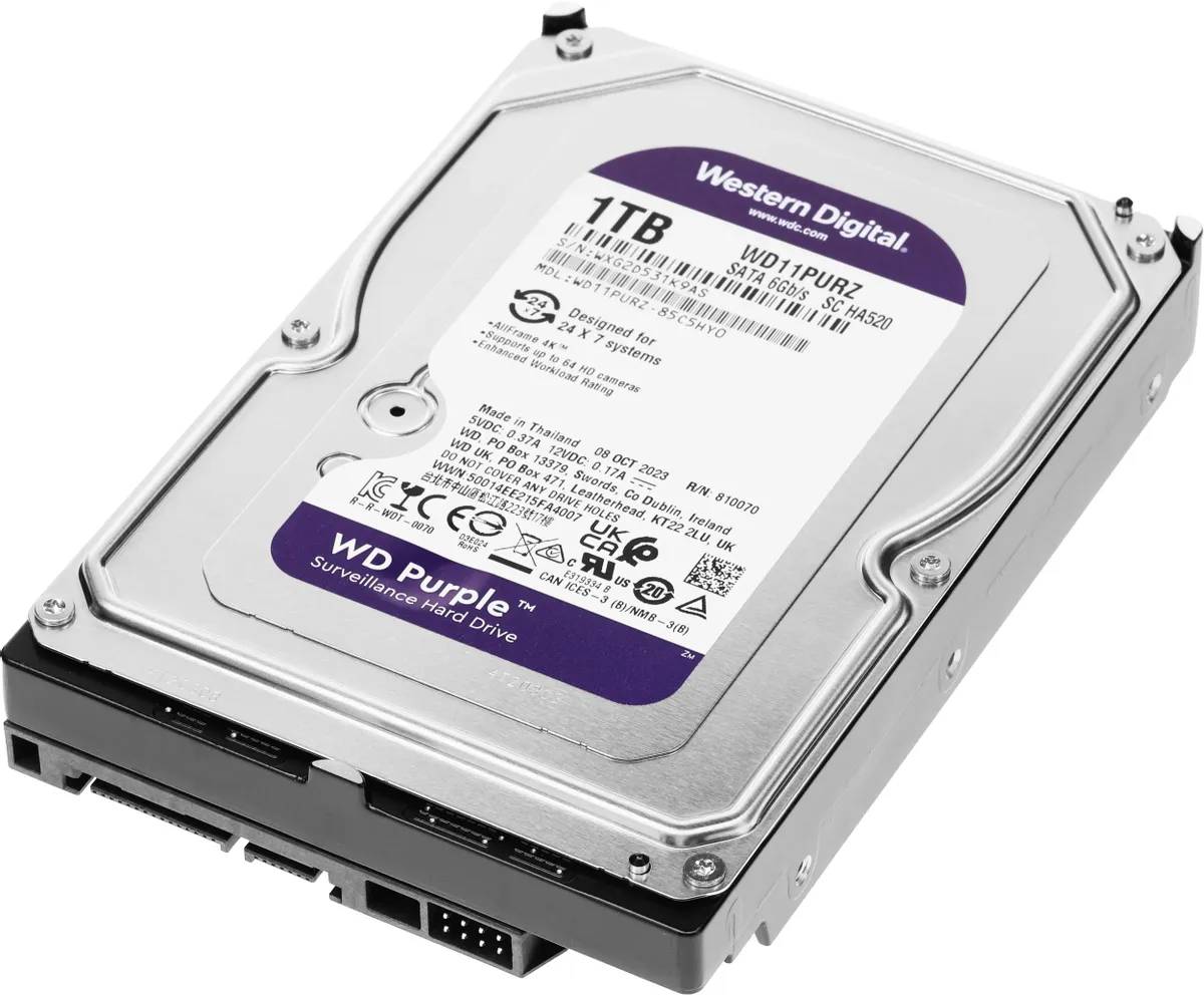 картинка HDD 1.0Tb WesternDigital 3.5'' SATAIII 5400rpm 64 Mb cache; Surveillance Purple WD11PURZ от магазина КомпьютерЦентр
