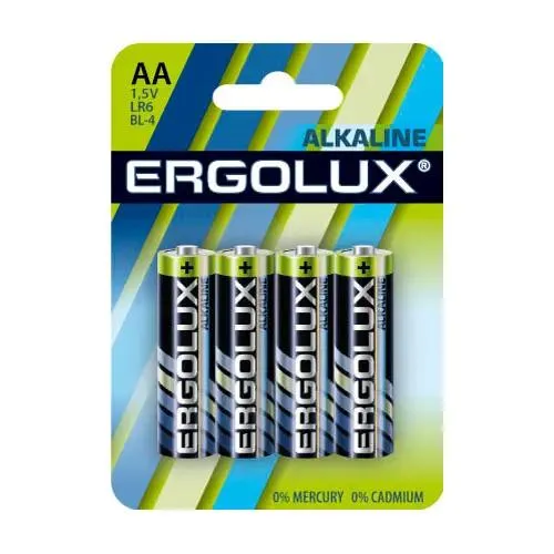 картинка Батарейки Ergolux Alkaline LR6-BL4 AA 2700mAh (4шт) блистер (11748) от магазина КомпьютерЦентр
